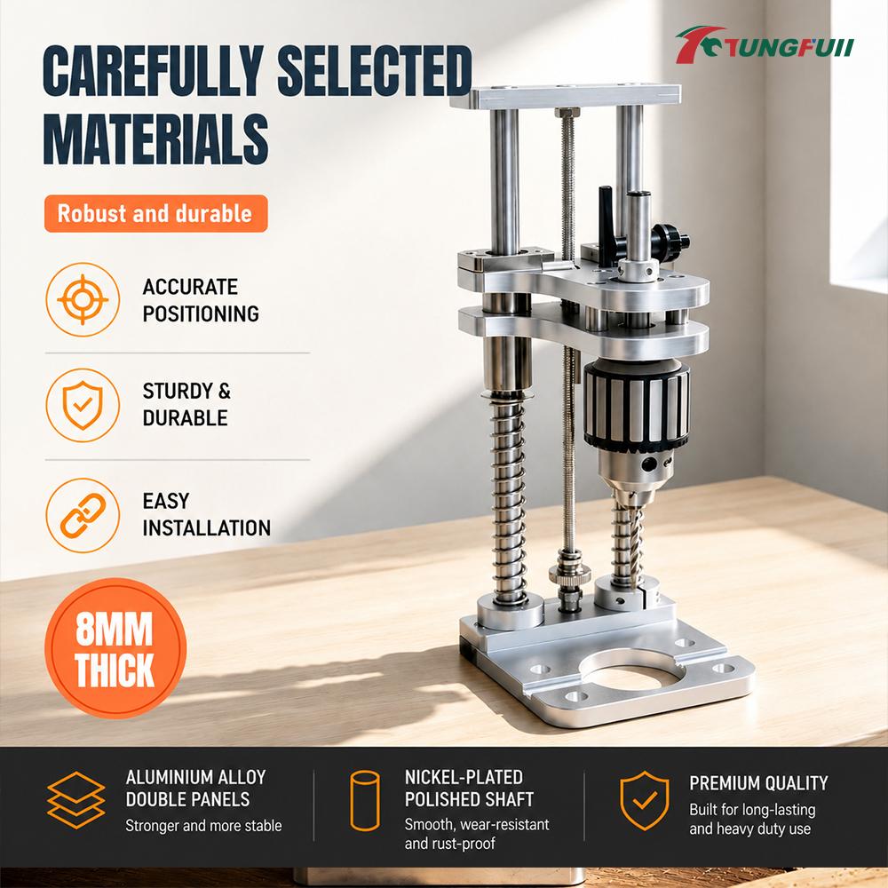Precision Vertical Drilling Jig Aluminum Drill Press Stand with Spring Buffer for Handheld Electric Drill Use