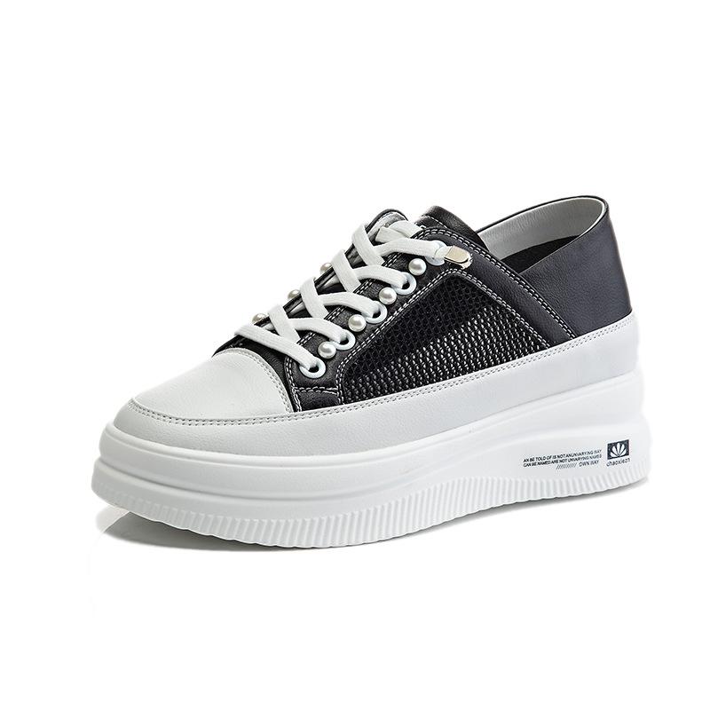 Leather transparent net single shoes women's 2025 new summer thick sole heightening fashion casual flat shoes shallow mouth shoes children