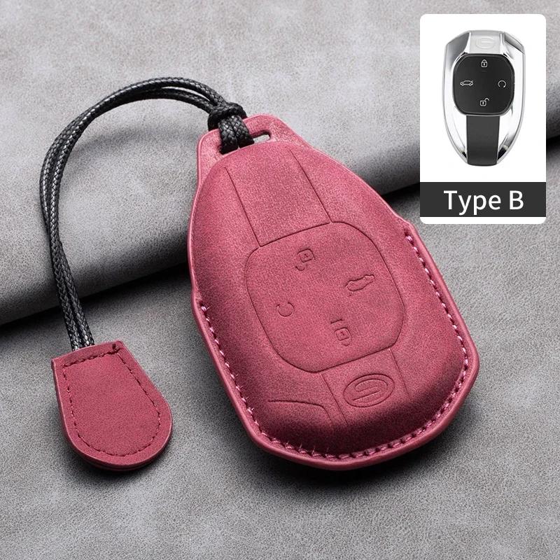Leather Car Remote Key Case Cover for GAC Trumpchi GS4 GM8 GA3 GA6 SGS7 GA4 GS5 GS3 Legend GS8 Keychain Accessories