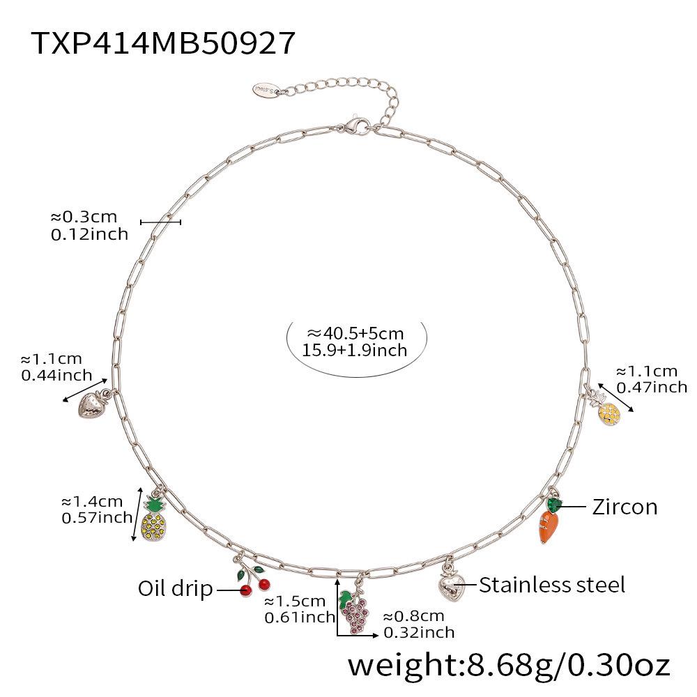 Qiong Yao Juicy Fruit Multi-Pendant Jewelry: 18K Gold Plated Bracelet, Necklace, Anklet