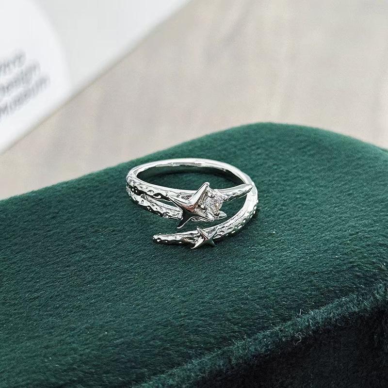 Light Luxury Super Flash Micro Zir*****Pening Ring Women S Niche Design Sense Full Diamond Fashion Index Finger Ring Adjustable opening