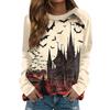 Women's Fashion Casual Long Sleeve Halloween Printed Round Neck Sweater Top