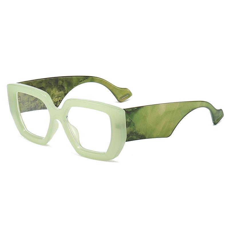 

Fashionable Thick Spectacle Frame Frame Oversized Rectangular Eyeglasses Ladies Men Colorful Wide Legs Eyewear Frame Female Green Prescription