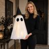 Outdoor Halloween Tabletop Ghost Decoration with Witch Hat Lightweight Fabric Cover for Porch and Garden Seasonal Party Decor