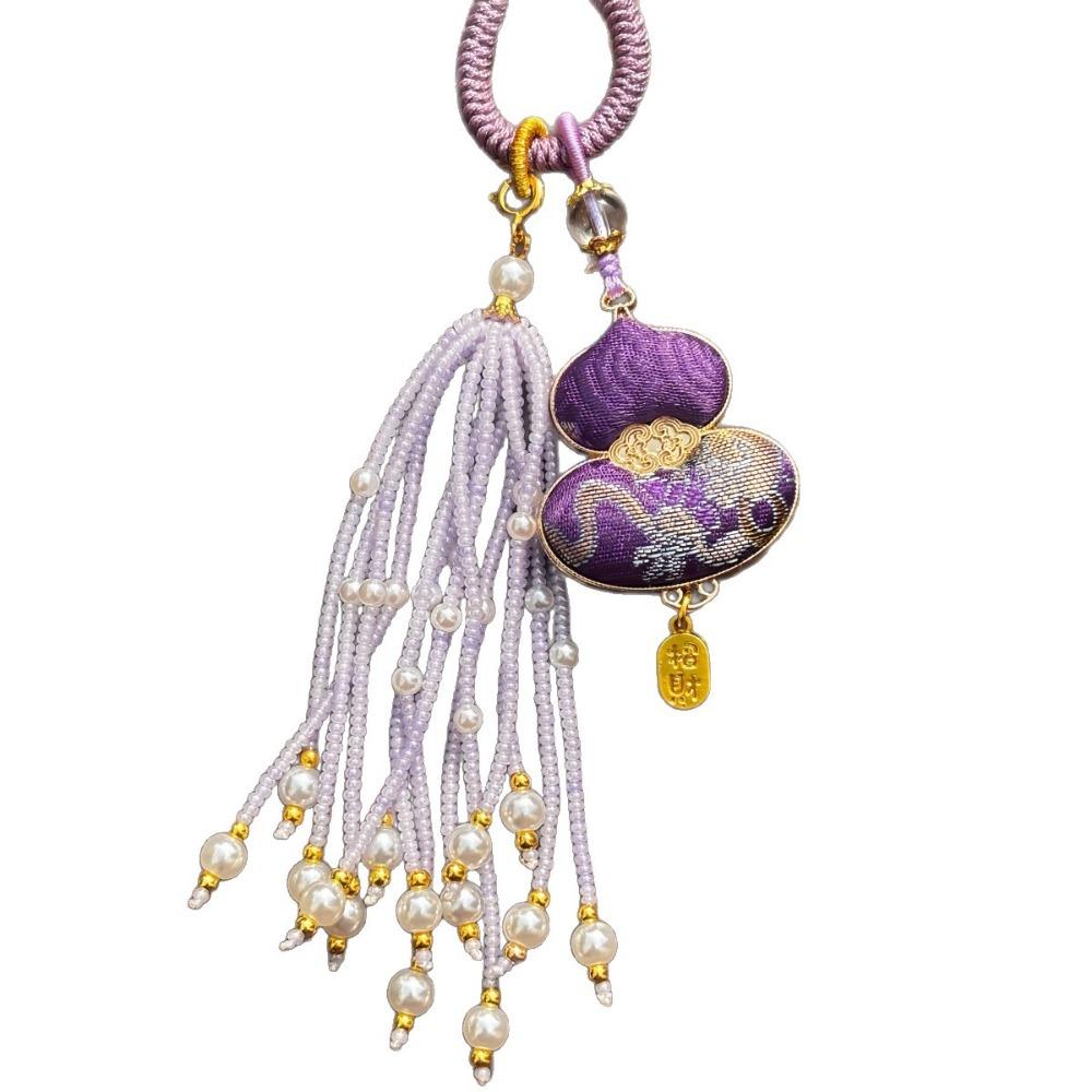 Purple Tassel Brocade Gourd Charm Double Sided Mobile Phone Lanyard New Year Gift фиолетовый