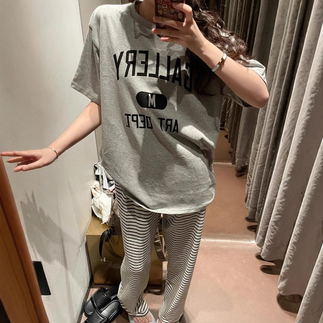 

American Summer Light Grey Retro Harajuku Women s Loose Short Sleeve T-Shirt 2025 M
