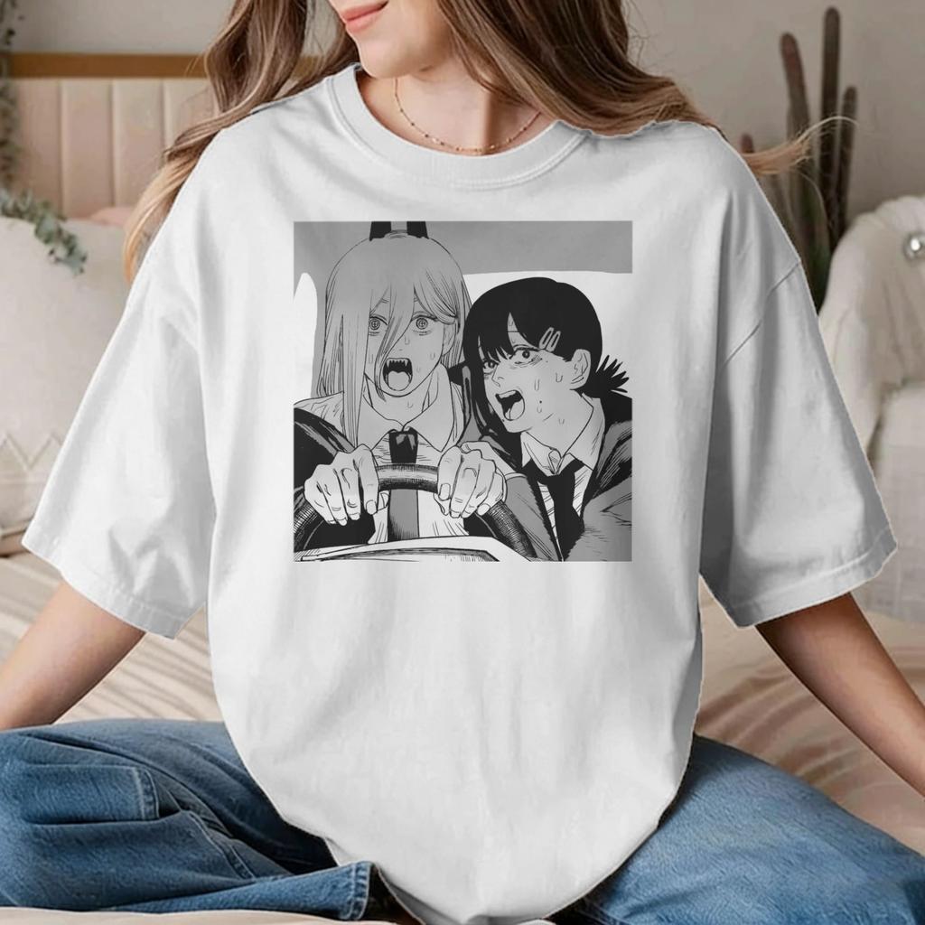 Vintage Chainsawunisexs Anime Tshirts Unisex Unisex Crew Neck Cotton T Shirt Reze Short Sleeve Tees Graphic Printed Clothing