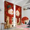 2pcs,2D Plane Printing Curtain Fabric Christmas Snowman1 Versatile Polyester (without Rod) Home Decor Use for Bedroom, Living