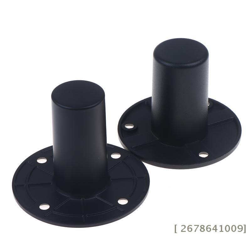 Black Metal Speaker Stand Mounts- Flange Base Adapter Feet for Secure Installation of Home Audio, PA Systems & Stage Speakers