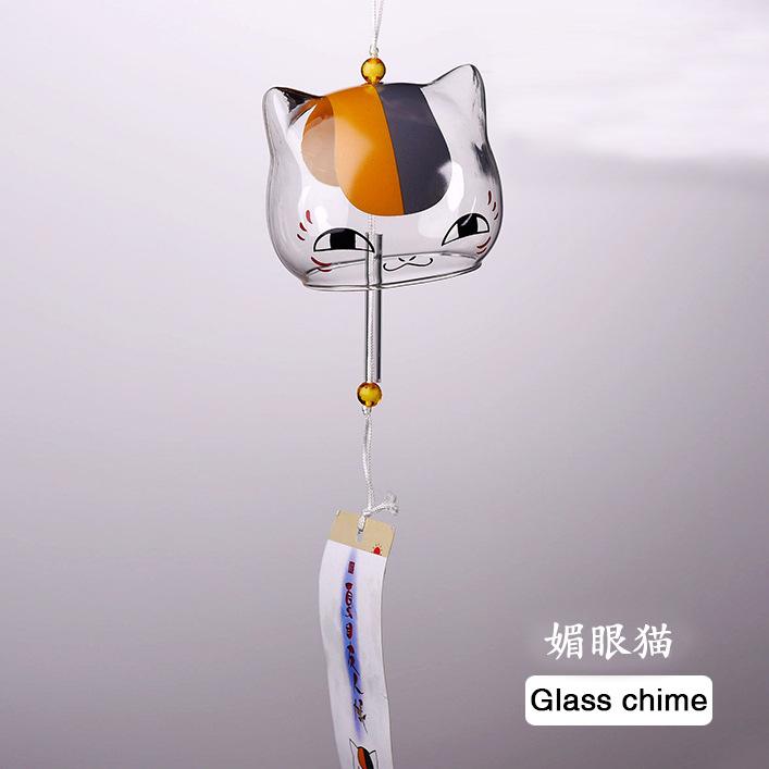 Japanese Style Cute Wind Chime Handmade Glass Painted Hanging Ornament Creative Gift for Girls
