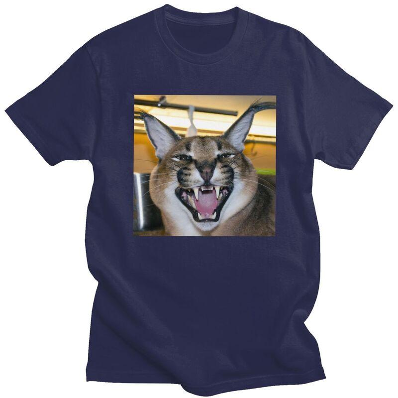 Custom Big Floppa Caracal Cat Funny Meme T Shirt Men ShortSleeve Tshirt Casual Tee Tops Pure Cotton Slim Fit Tshirts Merch