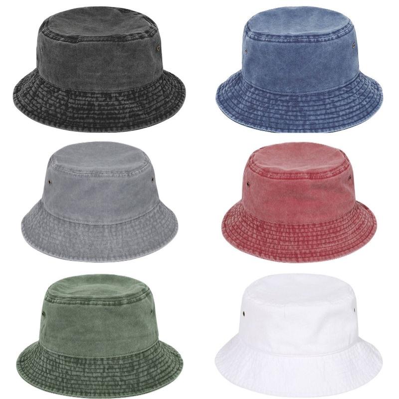 Sombrero de cubo vintage de algodón para hombre y mujer con ala ancha.