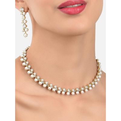 ZAVERI PEARLS Šiuolaikiško stiliaus perlų čokerio papuošalų rinkinys moterims