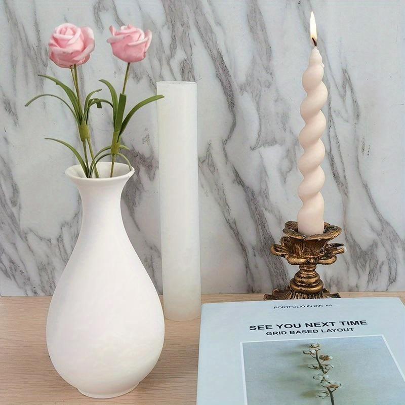 Spiral Long Pole Silicone Candle Mold DIY Geometry Round Candle Making Mould Handmade Home Decor