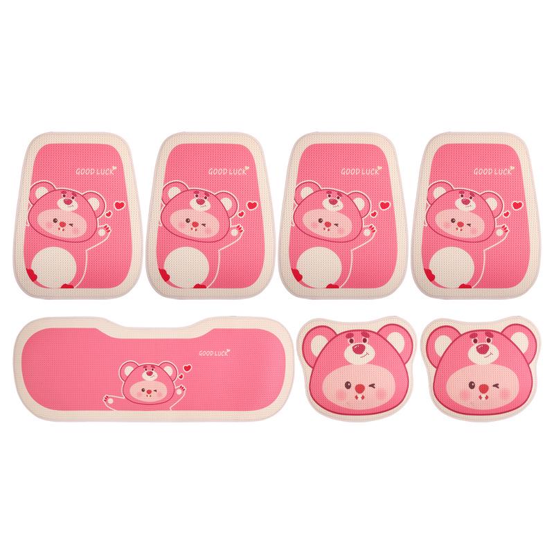 Pink Cartoon Beaver Women's All-Season Car Seat Cushion for BYD Seagull Dolphin.