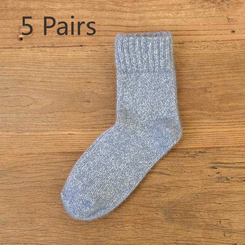 5 Pairs of Winter Female Solid Color Imitation Mink Wool and Thick Warm Rabbit Wool Tube Socks