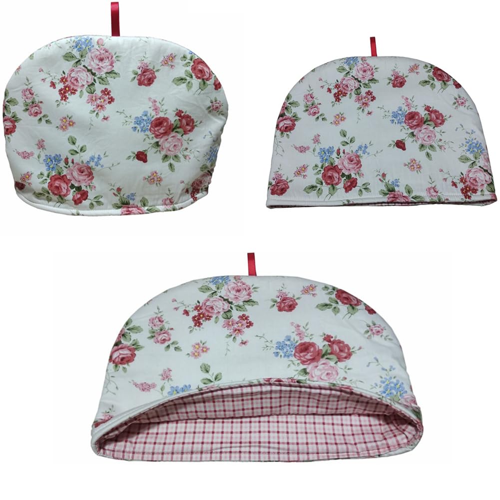 HIGHAWK Set of 2 Tea Cozies with Teapot Covers, Insulated and Dustproof, Scandinavian Floral and Antique Design, Ideal for Home, Tea Room, or