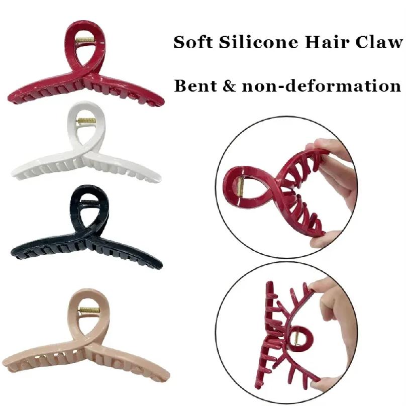 2025 Nouvelle Pince à Cheveux en Silicone Pince Crabe Barrette Pinces à Cheveux Queue de Cheval Filles Pince de Bain Mode Accessoires pour Cheveux Couvre-chef