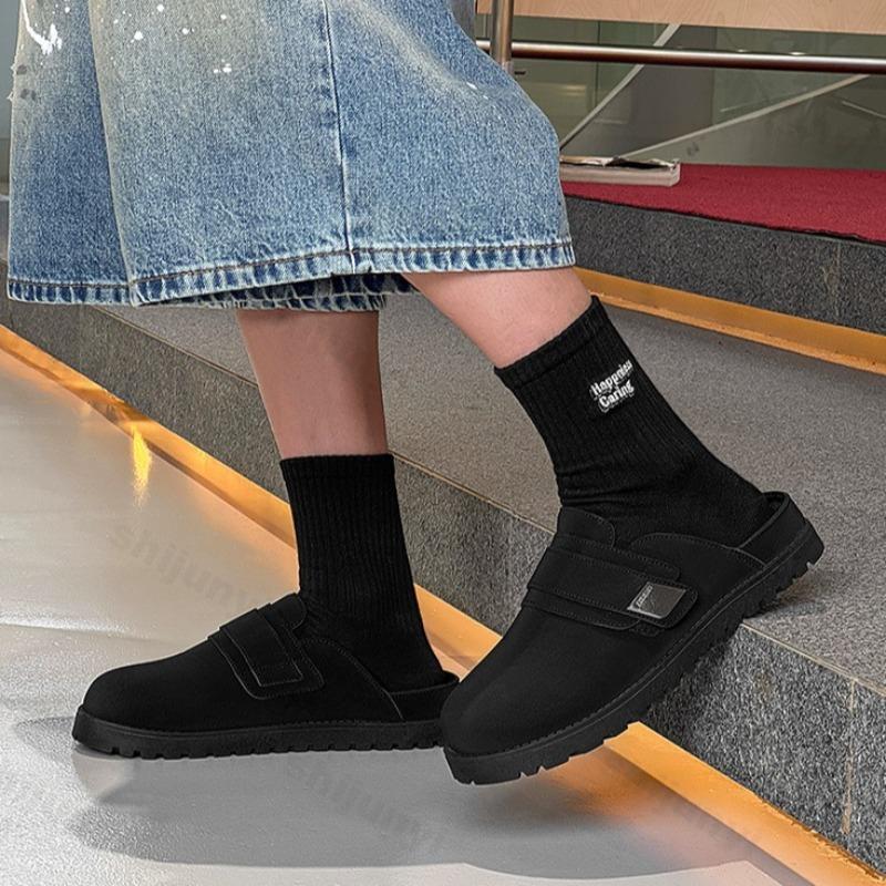 Fashion 2025 Autumn New Men's Retro Niche Design Casual Thick Soled Half Slippers Fashion Versatile Comfortable Non Slip Chunky Draggers