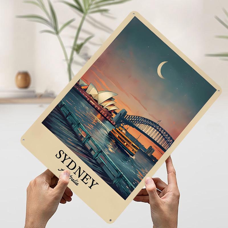 

Sydney Australia Travel Printed Poster Customized Wall Art Retro Vintage Metal Tin Signs for Apartment Decoration Room Wand Deko 20x30cm（7.8x11.8inch）