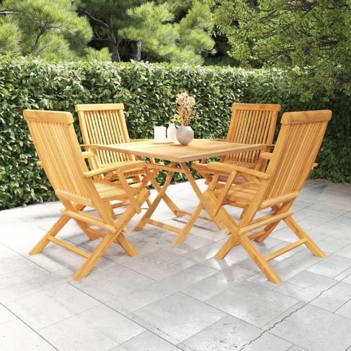VidaXL Salon de Jardin 5 pcs Mobilier de Repas Ensemble de Salle à Manger Table et Chaises à Dîner Extérieur Patio Bois de 3059584
