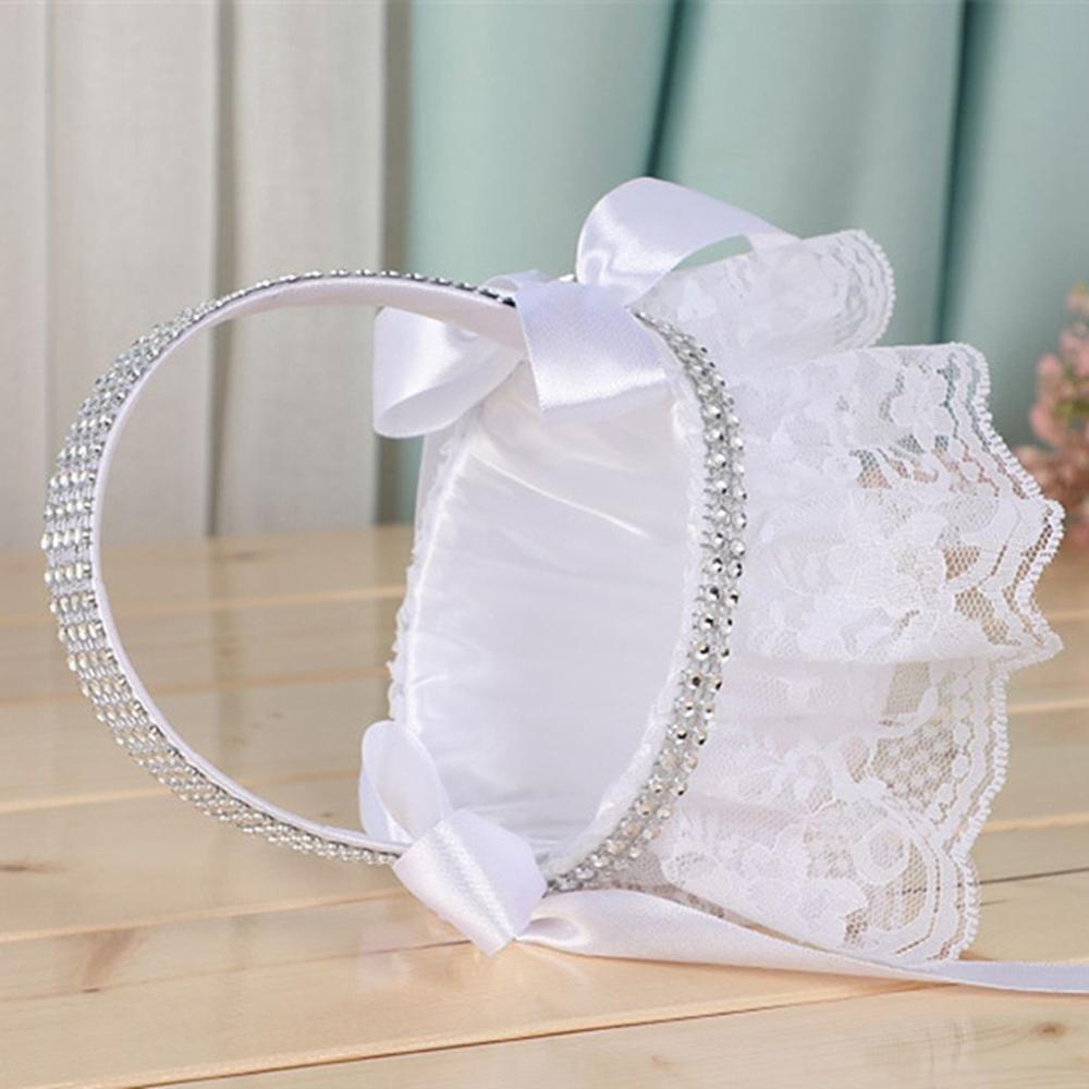 White Western Wedding Bridal Gift Wedding Supplies Party Decor Flower Basket Flower Girl Basket