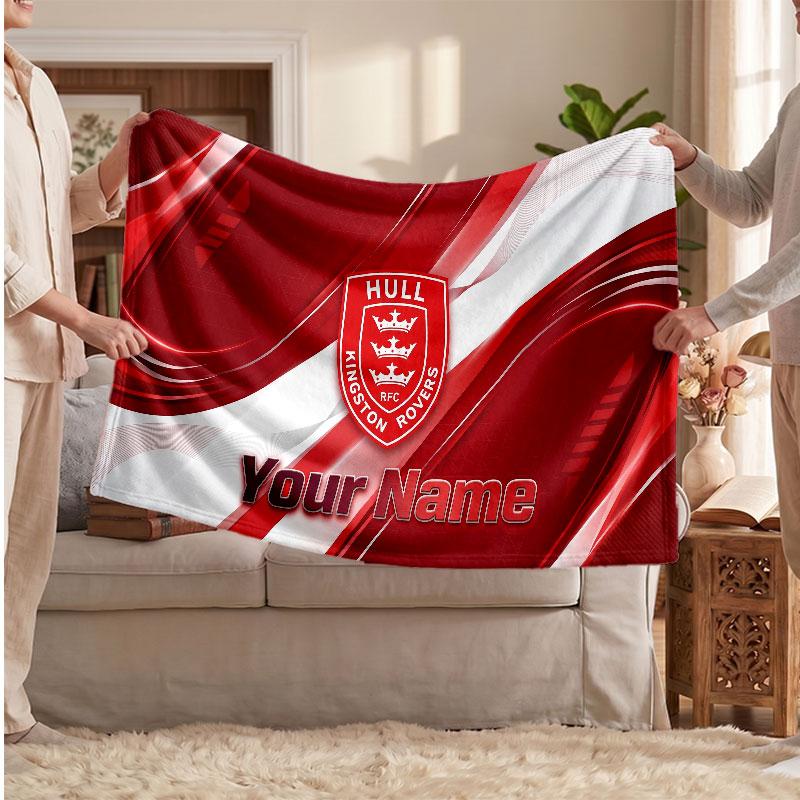 Hull KR Flannel Blanket, Custom Name Text Personalized Soft Throw Blanket Home Decor Gift