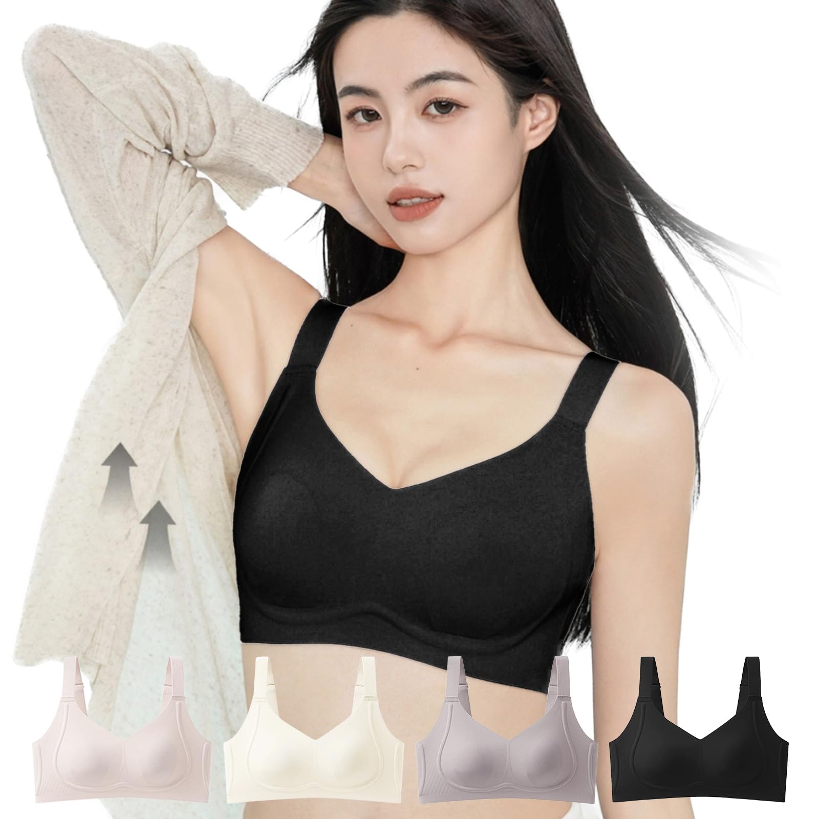 

Бесшовные утягивающие вкладыши для бюстгальтера для мгновенной удобной посадки и ощущения прохлады, с широкой боковой частью без высоких боков, уменьшающие объем и обеспечивающие надежную и удобную посадку. чёрный