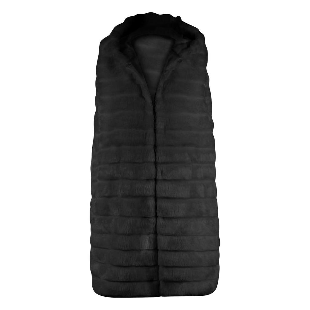 Damenmode Ärmellose Plüschweste Kunstpelz Kapuzenpullover Top Mantel Outwear