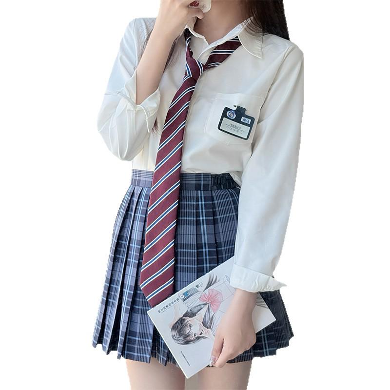 Genuine Japanese Style White JK Shirt - Sweet Loose Blouse with Long and Short Sleeves, TR Fabric, Women's Versatile Summer Schoolwear