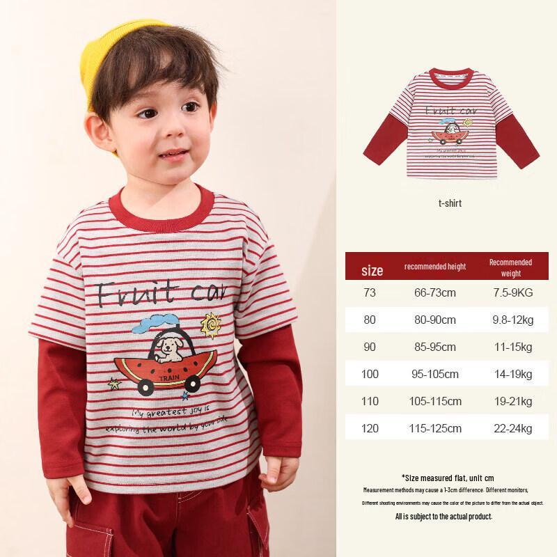 LUSON Baby & Toddler Long Sleeve Striped Faux Two-Piece T-Shirt