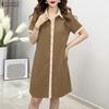 ZANZEA Women Splice Turn Down Collar Casual Short Sleeve Shirt Dress