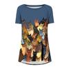 Women's Fashion Casual Short Sleeve Prints Round Neck Pullover Top Blouse