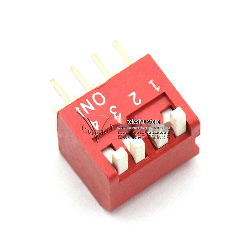 TELESKY 4-Positionen Rot-Gold Beschichteter Seitlich Betätigter DIP-Schalter, 2,54mm Rastermaß