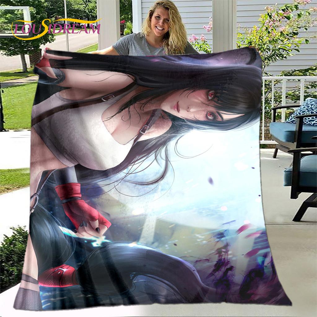 Tifa Aerith Sexy Girl Lace Anime Soft Plush Blanket,Flannel Blanket Throw Blanket for Living Room Bedroom Bed Sofa Picnic Cover