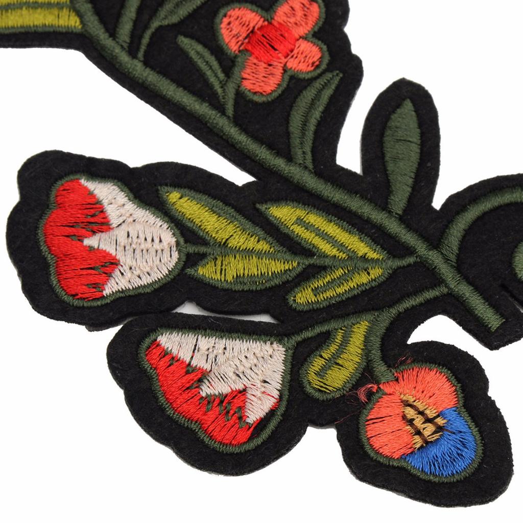2pcs New Red Green Flower Patch Embroidered Patches Sew On Applique Lace Sewing
