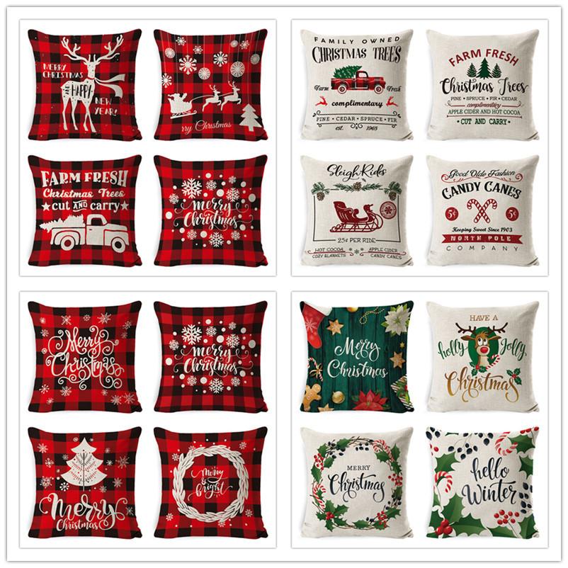 New Christmas Pillow Cover Four-piece Set Pillow Cushion Office Lumbar Backrest Decorative Backrest