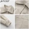 BITCED Spring/Autumn Loose-Fit Casual Leather Jacket for Women Long-Sleeved Single-Breasted Short-Length Jacket
