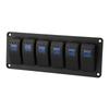 12 24V 6 Gang Rocker Switch Panel for Car RV Boat Yacht Marine Blue LED