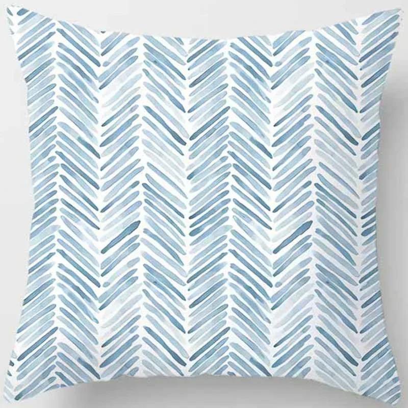 Home Decor Blue Tone Printed Square Pillowcase Car Sofa Cushion Cover