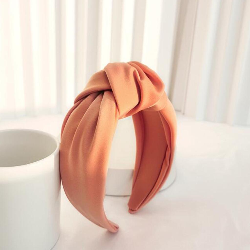 PROLY New Fashion Women Headband Adult Wide Side Solid Color Hairband Center Knot Turban Casual Hair Accessories