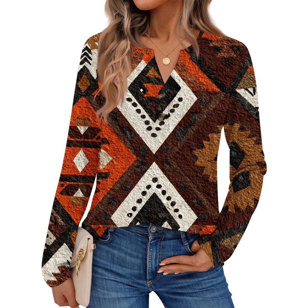 Women's Floral Print Long Sleeve  Shirt Elegant Casual Tops Trendy Shirt Tops