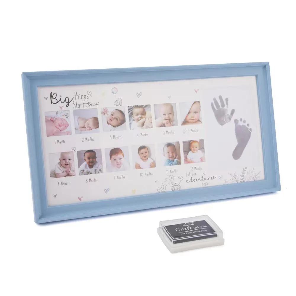 39X21 Cm Baby Wachstum Foto Rahmen 12 Monate Hand und Fuß Drucke Memorial Infant Ein Jahr Alt Wachstum Rekord Kreative Foto Rahmen