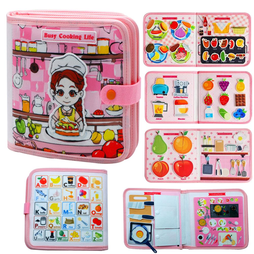 Batolata Montessori Hračka Busy Book 3D Dětská Příběhová Látková Aktivity Plstěná Tichá Kniha Předškolní Vzdělávání Cestovní Hračky