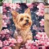 Cherry Blossom Yorkie Office Rug Chair Mat, Entryway Carpet, Suitable for Front Door, Bedroom, Living Room, Desk, Holiday Gift