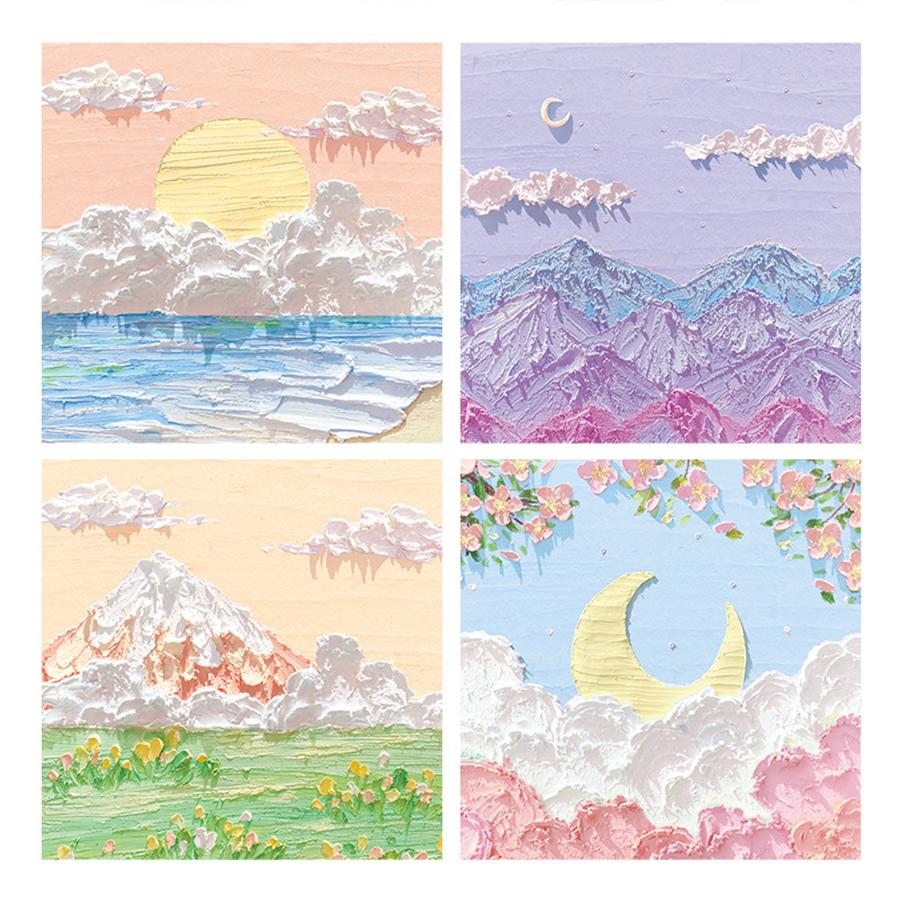 80pcs Oil Painting Scenery Convenience Sticker Salt simple Japanese high-value cute stickers school supplies office stationery