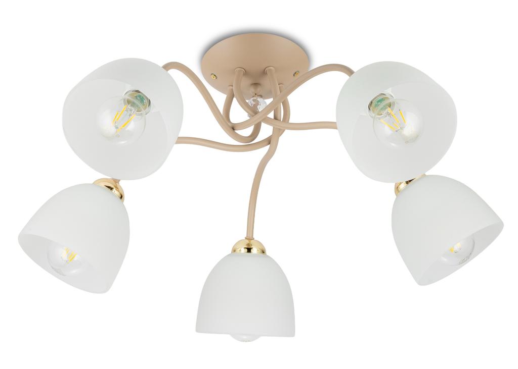 Tina Beige Ceiling Lamp Glass 5Xe27