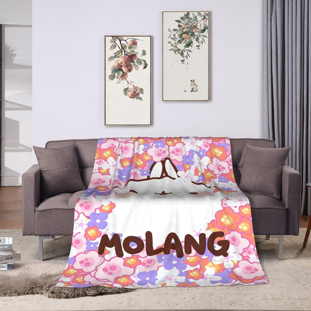 Cute Anime M-Molangs Blankets Coral Fleece Plush Winter Breathable Ultra-Soft Throw Blankets for Sofa Outdoor Bedding Throws