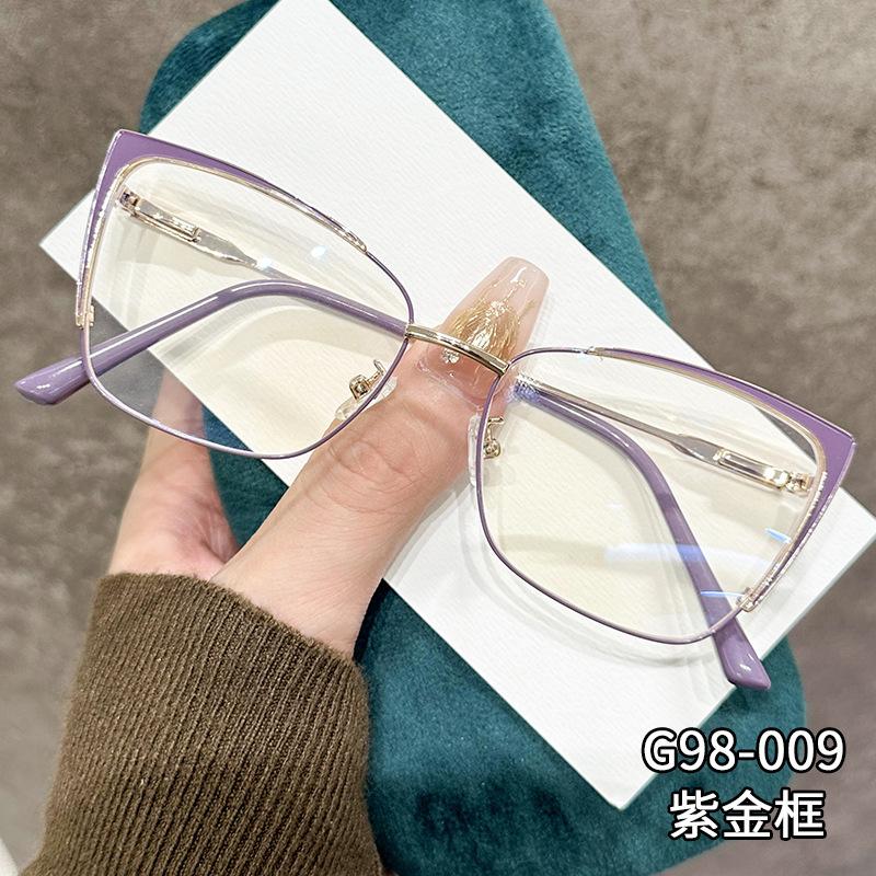 2026New unisex versatile glasses with metal frames, popular online, face-slimming decorative flat lenses, suitable for myopia, natural look