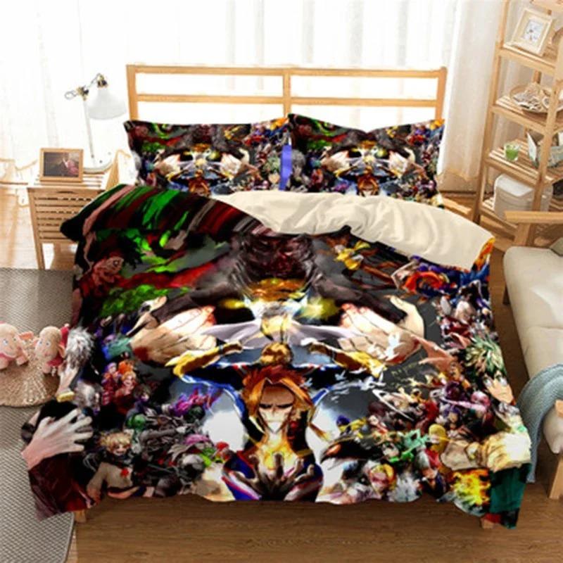 3D Printed My Hero Bedding Set Anime Quilt Cover With Pillowcase Single Queen King Size For Kids Adults Boys